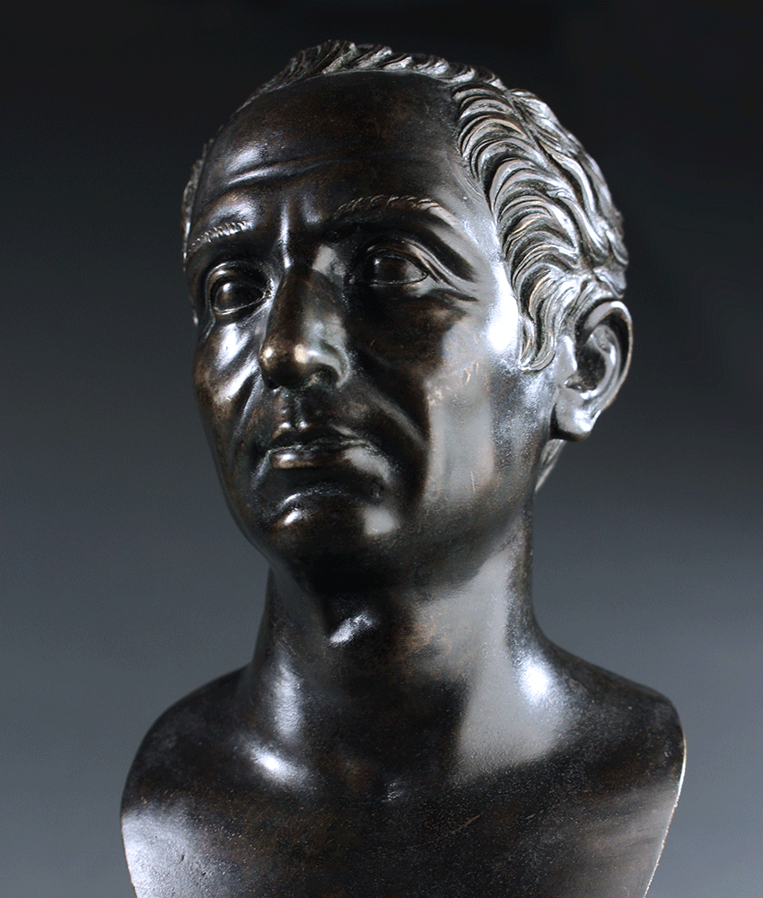 Fine Patinated Bronze Bust Of Julius Caesar