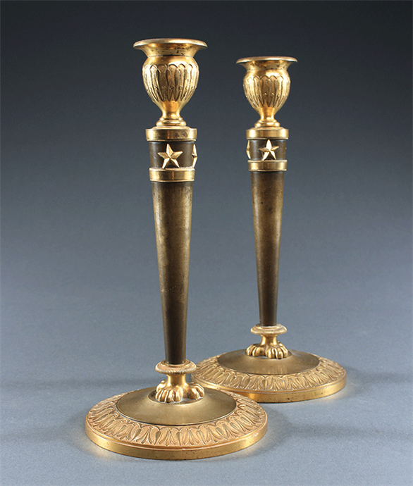 Picture of Rare Pair of Galle French Empire Candlesticks