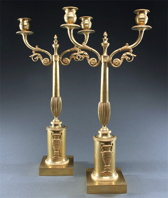 Picture of CA0386 Pair of Early 19th Century Swedish Empire Gilt Bronze Candelabra