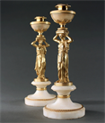 Picture of CA0388 Pair of English Regency Gilt Bronze and Marble Neoclassical candlesticks