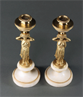 Picture of CA0388 Pair of English Regency Gilt Bronze and Marble Neoclassical candlesticks