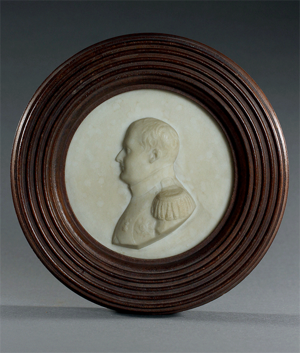 Picture of Plaque of Napoleon in marble with reeded wooden frame