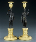 Picture of Pair of Empire figural candlesticks attributed to Feuchère by Galle