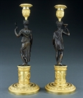 Picture of Pair of Empire figural candlesticks attributed to Feuchère by Galle