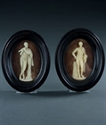 Picture of Rare pair 18thC Wax plaques of Antinous and the Satyr Marsyas attributed to Lochée