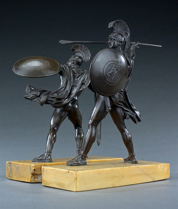 Picture of CA0384 Grand Tour pair of patinated bronze classical warriors after David