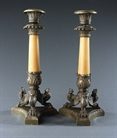 Picture of CA0364 Pair of early 19th century bronze and marble candlesticks