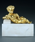 Picture of CA0352 Decorative pair of Louis XVI style gilt bronze reclining cupids on marble