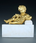 Picture of CA0352 Decorative pair of Louis XVI style gilt bronze reclining cupids on marble