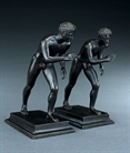 Picture of CA0359 Pair of Grand Tour Neapolitan bronze Runners by Sommer