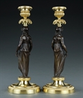 Picture of CA0351 Elegant pair of French Empire caryatid candlesticks