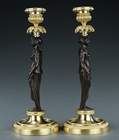 Picture of CA0351 Elegant pair of French Empire caryatid candlesticks