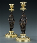 Picture of CA0351 Elegant pair of French Empire caryatid candlesticks