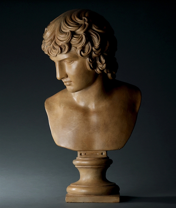 Picture of CA0345 Grand Tour terracotta bust of the Antinous Farnese by Sommer 