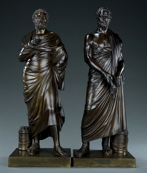 Picture of CA0346 Grand Tour bronze statues of Sophocles and Demosthenes