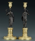 Picture of CA0344 Pair of Empire figural candlesticks attributed to Feuchère by Galle