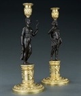 Picture of CA0344 Pair of Empire figural candlesticks attributed to Feuchère by Galle