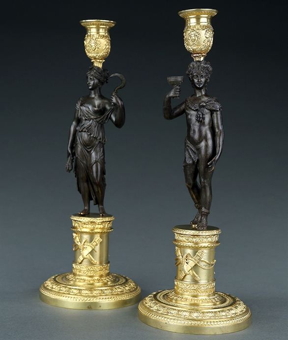 Picture of CA0344 Pair of Empire figural candlesticks attributed to Feuchère by Galle