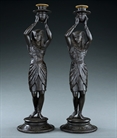 Picture of CA0340 Decorative Pair of Egyptian Revival pharaonic candlesticks