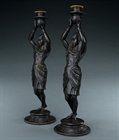 Picture of CA0340 Decorative Pair of Egyptian Revival pharaonic candlesticks