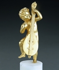 Picture of CA0317 Delightful pair of bronze dancing putti on white marble columns