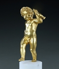 Picture of CA0317 Delightful pair of bronze dancing putti on white marble columns