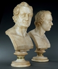 Picture of Florentine Grand Tour alabaster busts of Goethe and Schiller by Scheggi