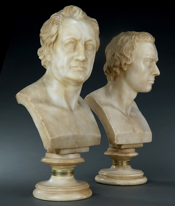 Picture of Florentine Grand Tour alabaster busts of Goethe and Schiller by Scheggi