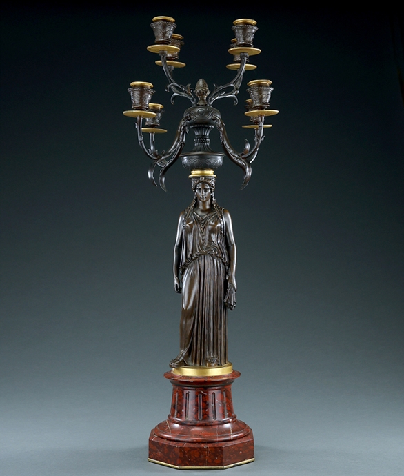 Picture of CA0303 Fine French Erechtheion caryatid candelabrum by Barbedienne