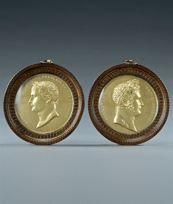 Picture of CA0326 Rare Pair of Plaques of Napoleon and Alexander of Russia by Galle