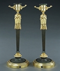 Picture of Fine pair of French 'Retour d'Egypte' style caryatid candlesticks
