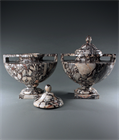 Picture of CA0298 Rare pair of Breccia Medicea Marble Neoclassical Lidded Urns