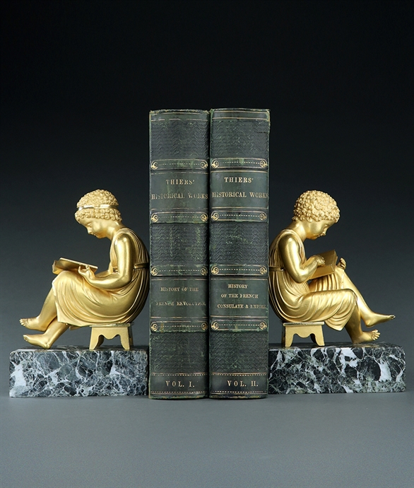 Picture of CA0287 Rare pair of French Empire ormolu bronze Library bookends