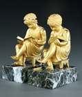 Picture of CA0287 Rare pair of French Empire ormolu bronze Library bookends