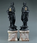 Picture of CA0283 Rare pair of Regency plaster muses in the manner of Hopper
