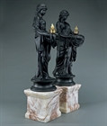 Picture of CA0283 Rare pair of Regency plaster muses in the manner of Hopper