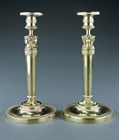 Picture of CA0281 Elegant pair of Empire bronze candlesticks in the manner of Galle