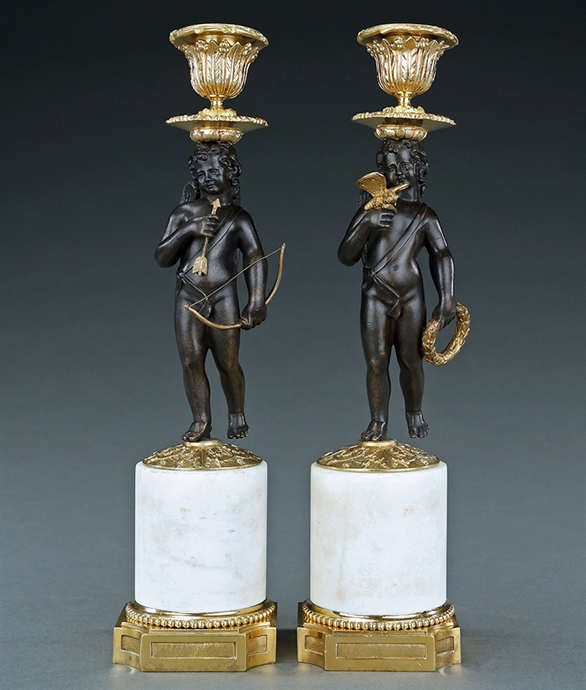 Picture of Decorative Louis XVI style Cupid candlesticks