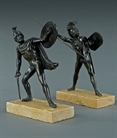 Picture of CA0263 Pair of patinated bronze Grand Tour classical warriors after David