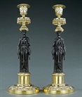 Picture of CA0247 Elegant pair of French Empire period figural candlesticks