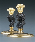 Picture of CA0218 Petite Rare Bacchus and Ariadne bust candlesticks