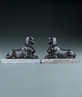Picture of CA0217 Attractive pair of Egyptian Revival cast iron sphinxes