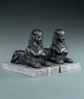 Picture of CA0217 Attractive pair of Egyptian Revival cast iron sphinxes