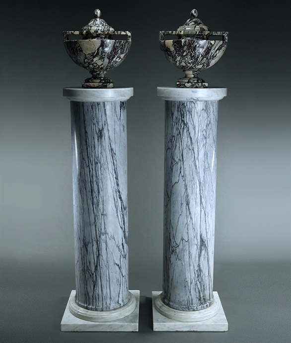 Picture of CA0187 Substantial Pair of Bardiglio and Carrara marble columns