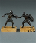 Picture of CA0216 Pair of 19th century bronzes of duelling Renaissance Knights