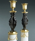 Picture of CA0191 Rare Elegant Louis XVI Caryatid Candlesticks in the manner of Dugourc