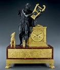 Picture of CA0402 Fine French Empire clock depicting Homer in the Ruins of Troy