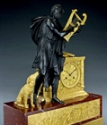 Picture of CA0402 Fine French Empire clock depicting Homer in the Ruins of Troy