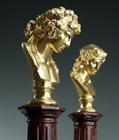 Picture of CA0165 Unusual pair of Grand Tour gilt bronze busts of Antinous and Dionysus