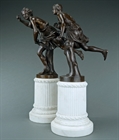Picture of CA0170 Fine pair of 19th century Atalanta and Hippomenes bronzes by Barbedienne